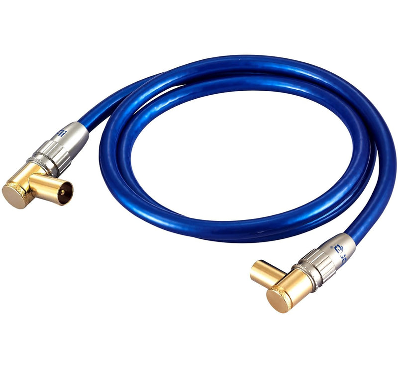 RG6 Quad Shield Aerial 90° Angled Coax M-M With Adapter TV003