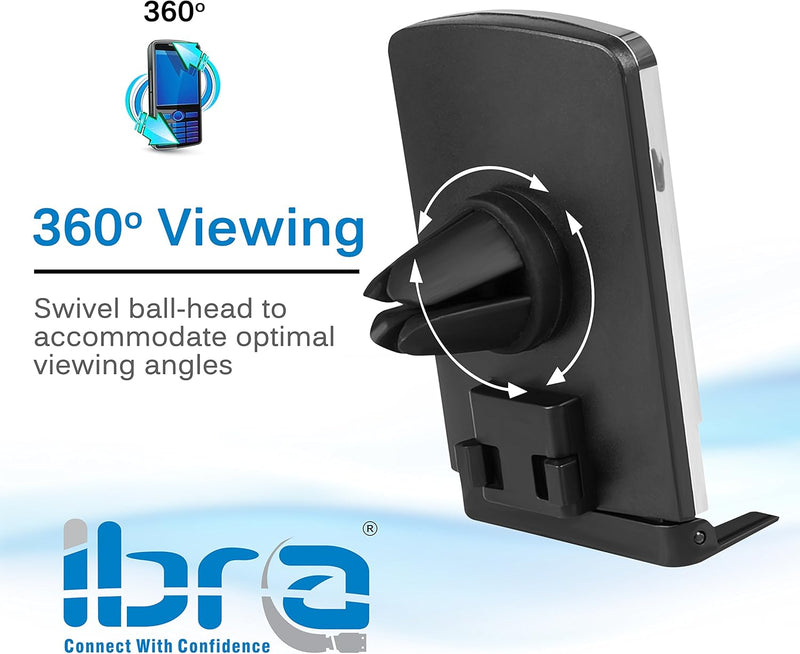 IBRA Car Phone Holder, Universal Air Vent Magnetic Phone Car Mount Holder with Fast Swift-Snap Technology for Smartphones and Mini Tablets